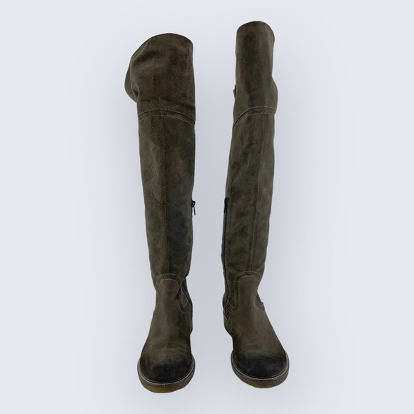 Sundance Deirdre Over Knee Burnished Green Suede 1" Block Heel Boot 37 7 $268 - Picture 3 of 10